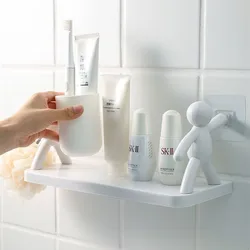 Estantes de champú autoadhesivos para baño, estante de almacenamiento de toallas de ducha, organizador de inodoro cosmético, decoración del hogar, estante de plástico PP para Cocina