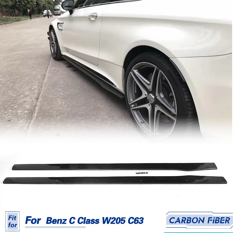 Carbon Fiber Side Skirts For Mercedes Benz C-Class W205 C63 AMG Coupe 2 Door 2015-2017 Car Side Skirts Extensions FRP Black