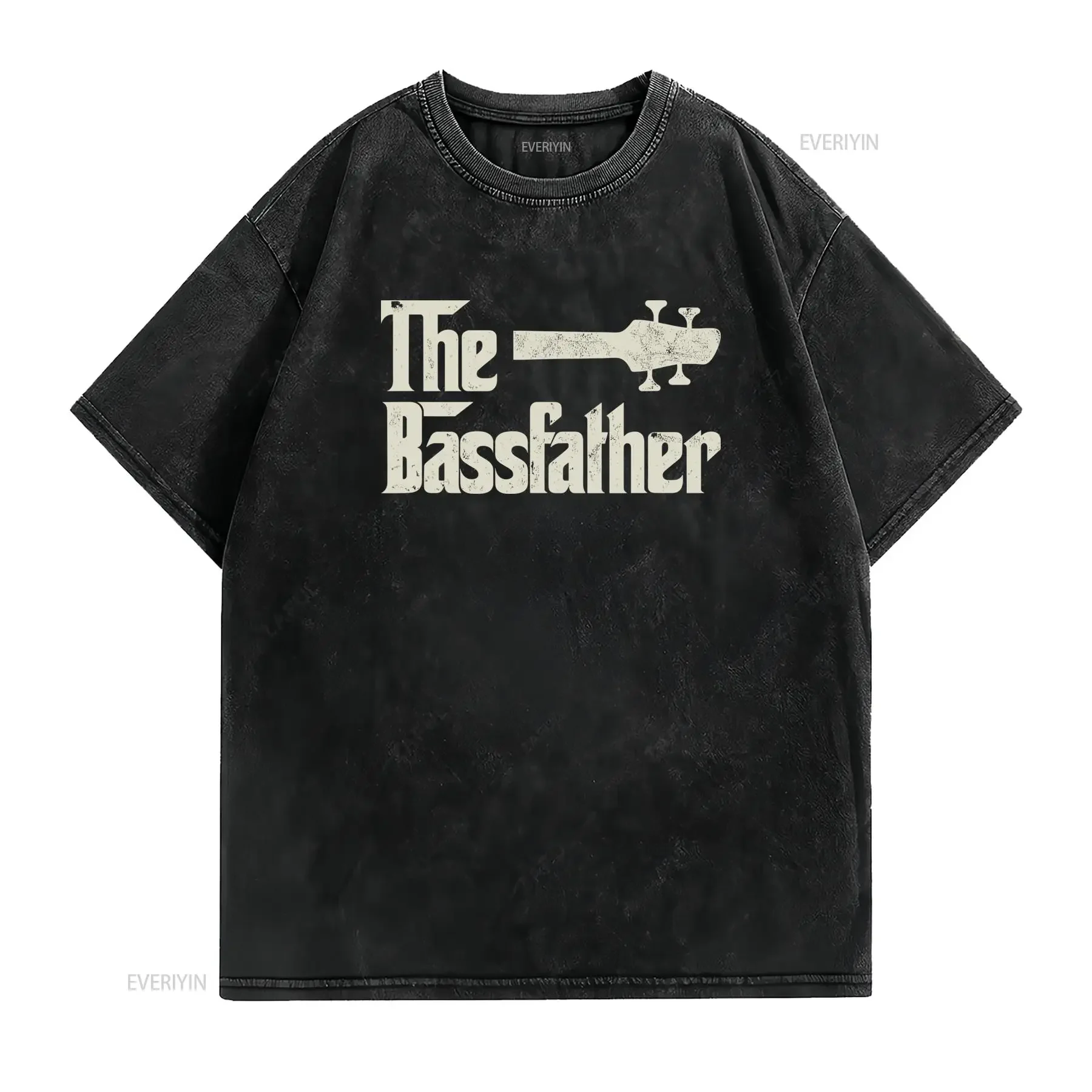 Maglietta Uomo Bass Guitar The Bassfather Design Pesante 180Gsm Stile Retro Divertente per Papà e Membri della Band Taglie