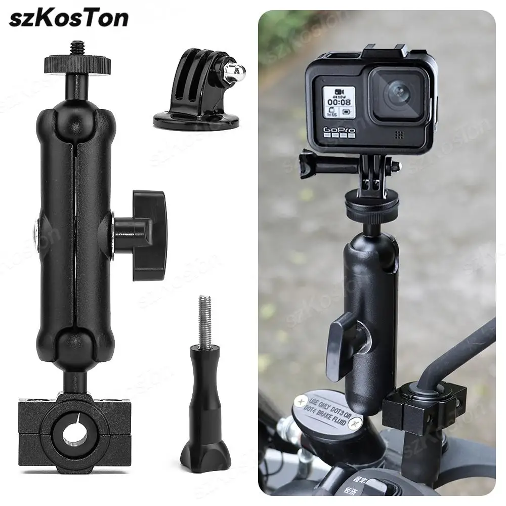 Motorcycle Bike Camera Holder Handlebar Bracket 1/4 Stand for GoPro 13 12 11 10 9 8 Insta360 X4 DJI Action 5 Pro Accessories