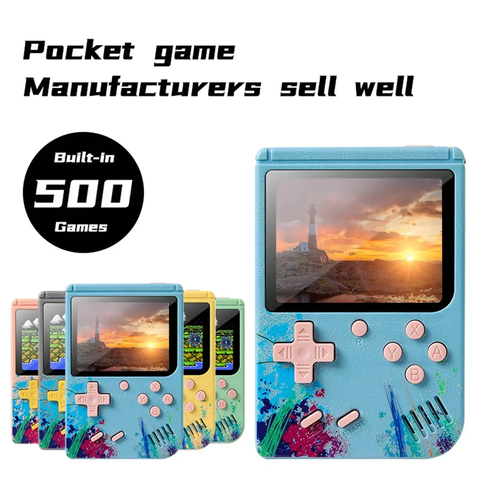 Retro Portable Mini Handheld Video Game Console 8 Bit 3.0 Inch Color LCD Kids Color Game Player Built in 500 Games