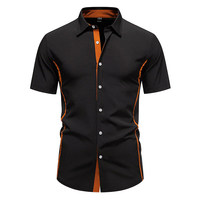 New Arrival Men's Color Block Short Sleeve Shirt Summer Casual Patchwork Shirts Male Daily Office Social Work Top Shirts