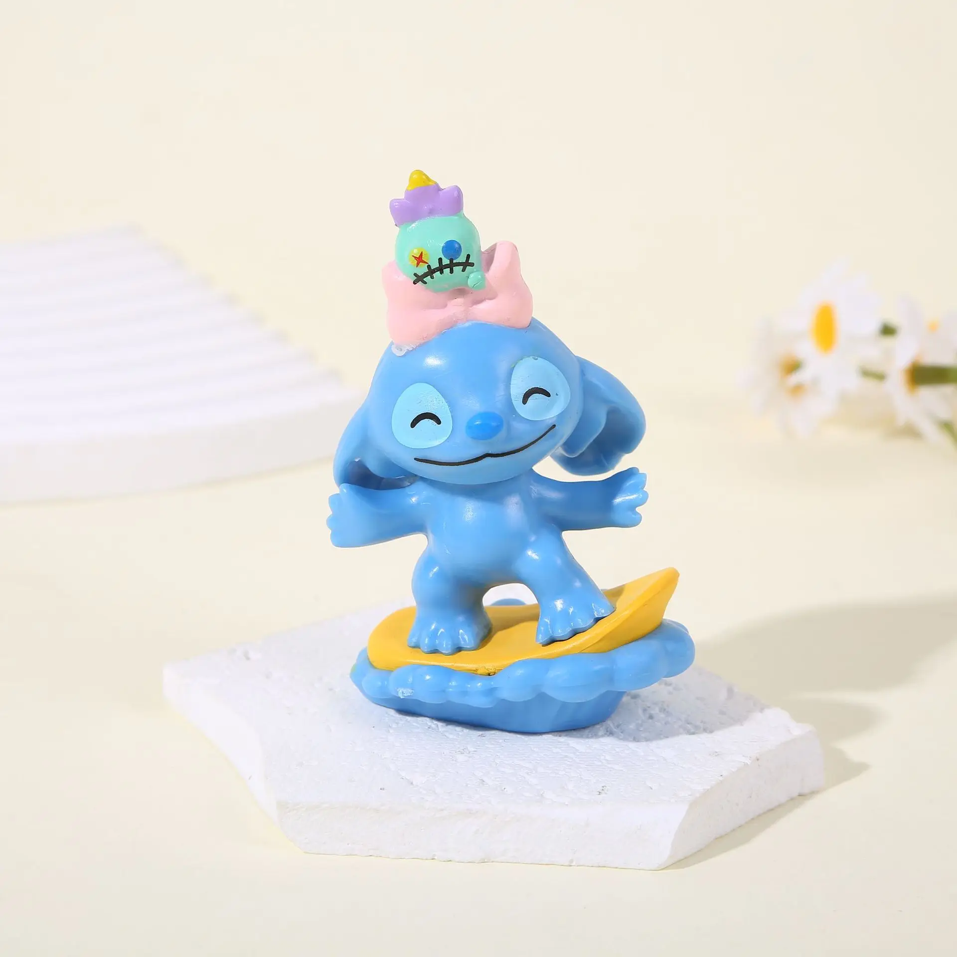 1 ensemble (6 pièces) de poupées de la série Stitch, boîte aveugle, ornement en PVC, décorations mignonnes