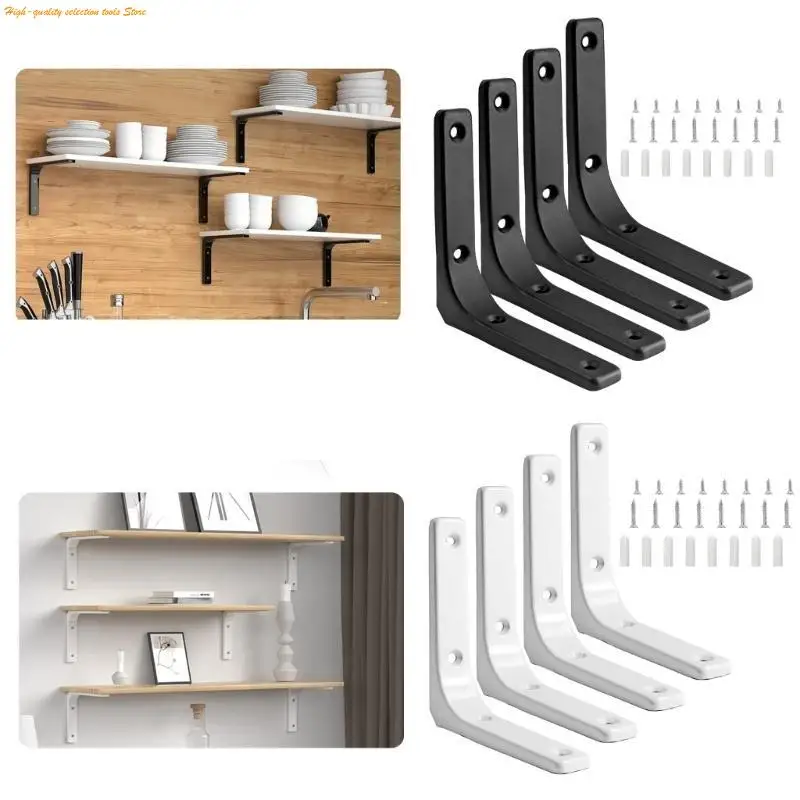 203f 4 pezzi Montate parete Le staffe supporto per scaffali mobili per cucina e bagno