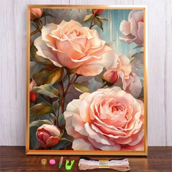 DIY Rose Flower Pattern Cross Stitch Kits Full Floral 14CT 11CT Count Printed Canvas Thread Embroidery Set Needlework Crafts