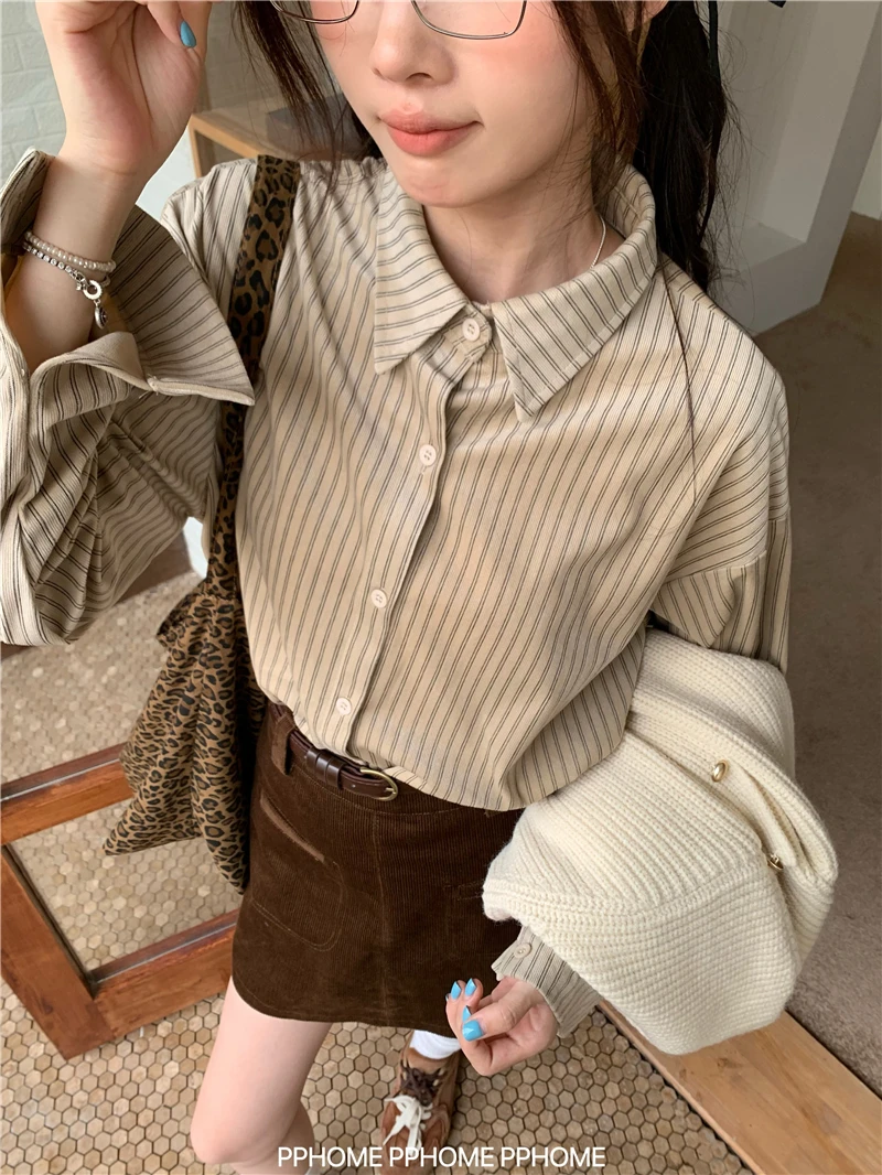 

ZHISILAO New Stripe Blouse Women Casual Office Lady Long Sleeve Shirts Autumn Winter 2025 Tops