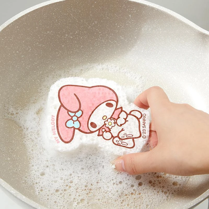 Sanrio Hello Kitty My Melody Dishwashing Cloth Kawaii Anime Character Shape Accessories Cup Tableware Cleaning Compressed Sponge