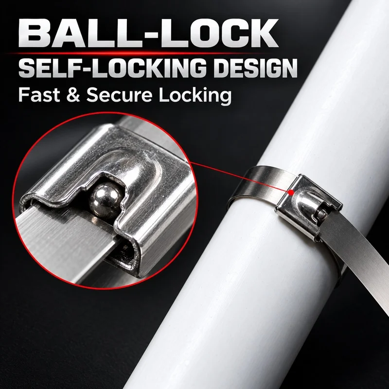 304 Stainless Steel Self-Locking Cable Ties Heavy Duty Metal Zip Ties Strength Marine Grade Electrical Wire Fastening Straps