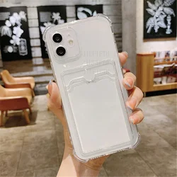 For Huawei 9x Pro Y9 S Honor 8A 50 Y6 Prime 2019 Nova y71 11 i 10 SE 9 8 7 6 5 Card Bag Holder Clear Phone Case Shockproof Cover