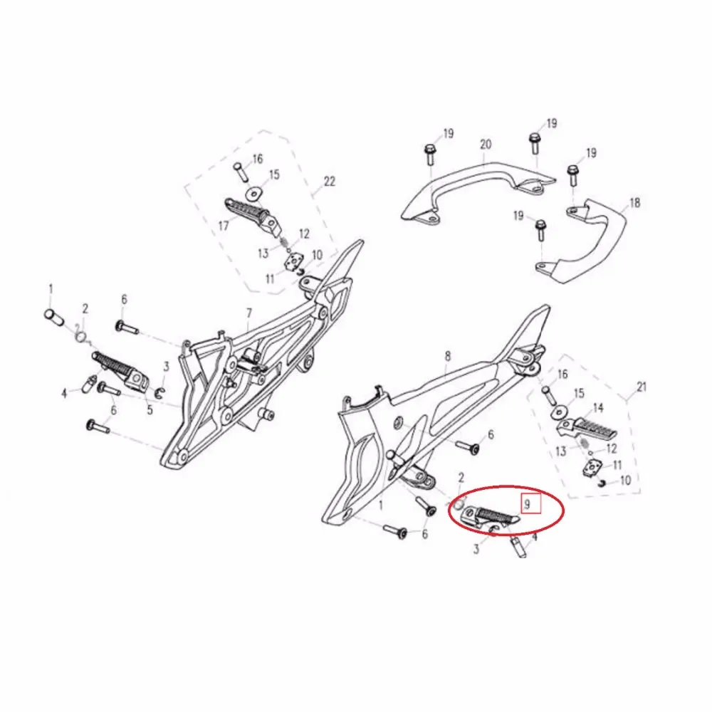 

Передняя левая ножная педаль для подножки CF650, детали № IS A000-140121