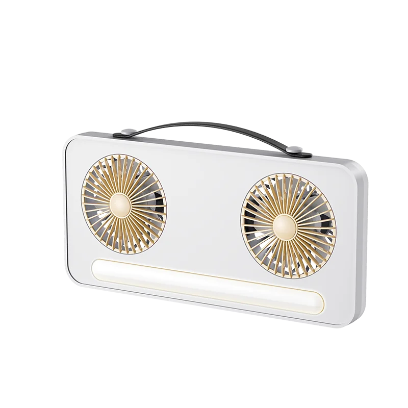 Ventilateur de bureau à éclairage LED à corps mince et Compact, bureau à vent à trois vitesses avec lanière, mural