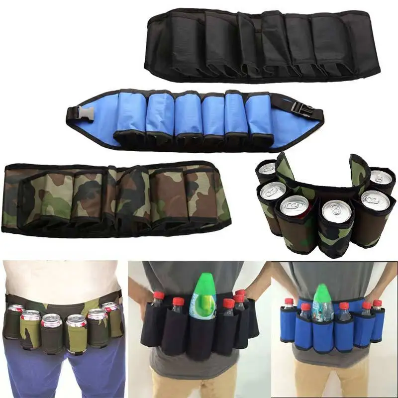 

6-Pack Beer Belt 600D Oxford Cloth Carry-on Beverage Carrier Outdoor Mountaineering Beer Belt