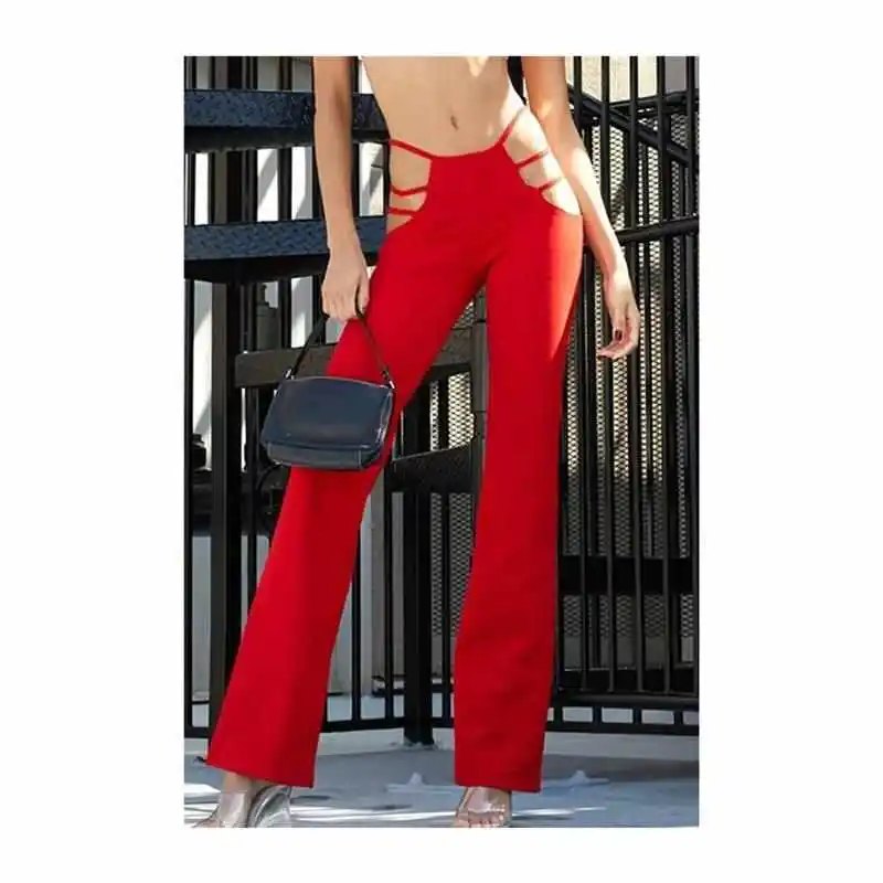 

Sexy High Ladder Women's Casual Pants with kets Color Blo Cotton Spring Summer Autumn Faion Trendy Inner Wear Universal