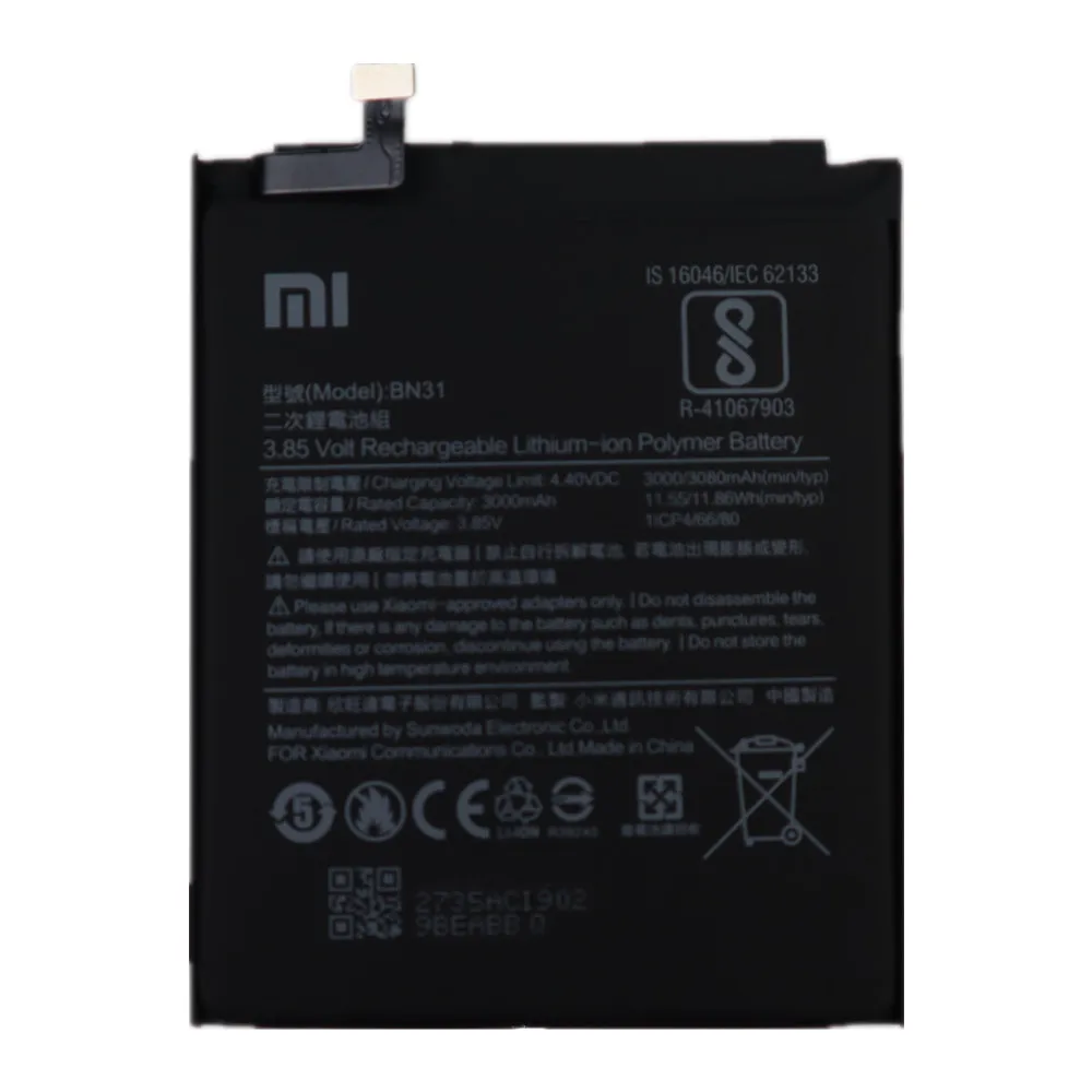 2024 Years BN31 Original Battery For Xiaomi Redmi Note 5A / 5A Pro Mi 5X Mi5X A1 MiA1 Redmi Y1 Lite S2 3000mAh Phone Batteries