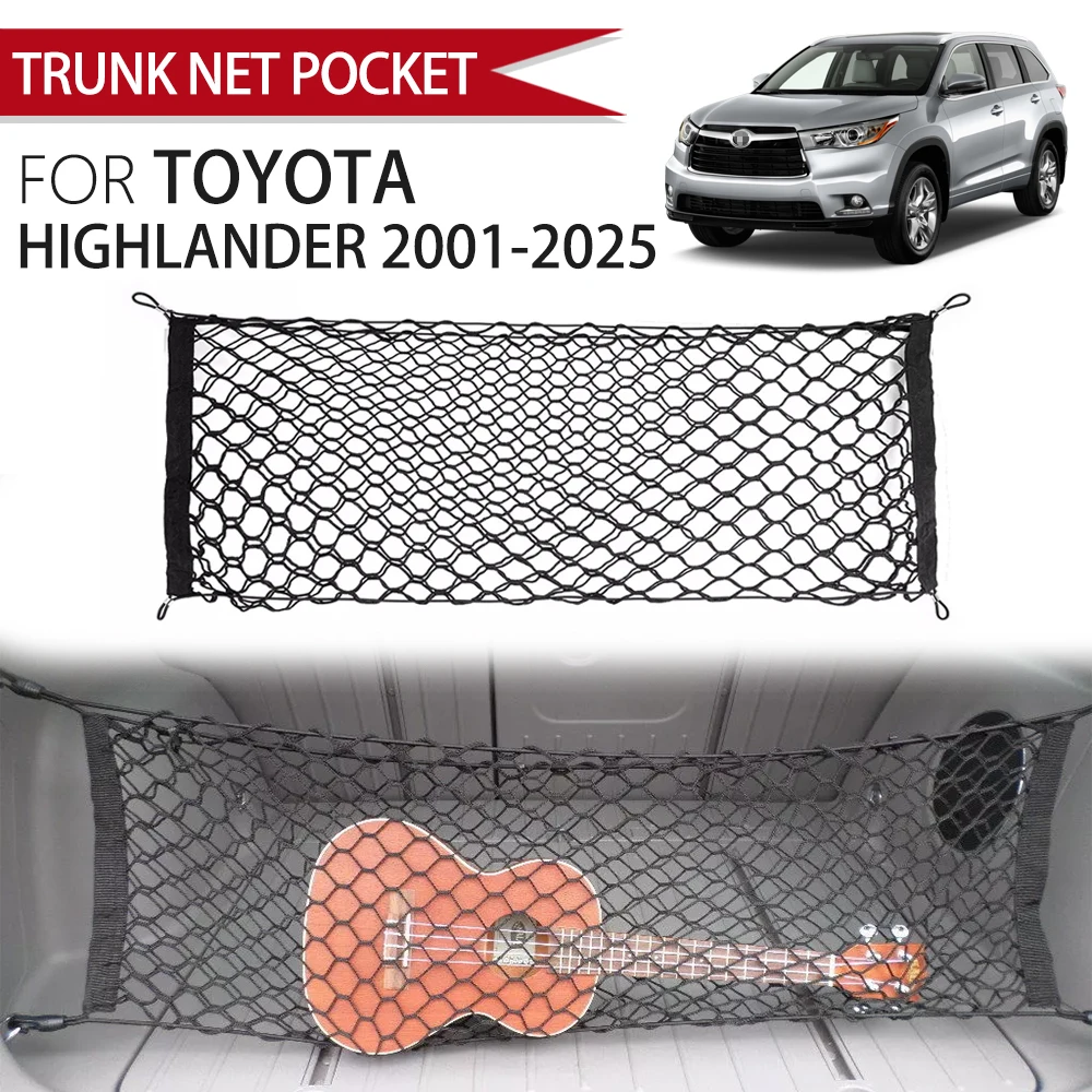 Envelope Type Net Bag Is For Toyota Highlander 2001-2025 Trunk Net Elastic Storage Nylon Mesh Bag Trunk Cargo Fixed Storage Bag