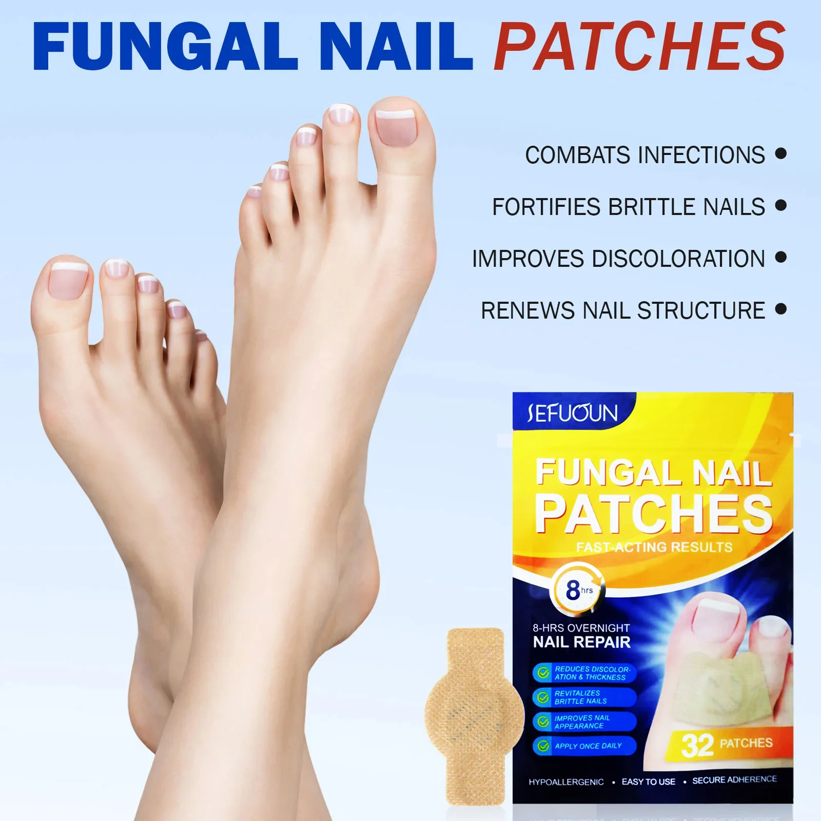 Tabletas para uñas de los pies, productos para el cuidado de las uñas de los pies, 1 paquete de 32 tabletas, 2 paquetes de 64 tabletas, 3 paquetes de 96 tabletas -8 horas de noche n