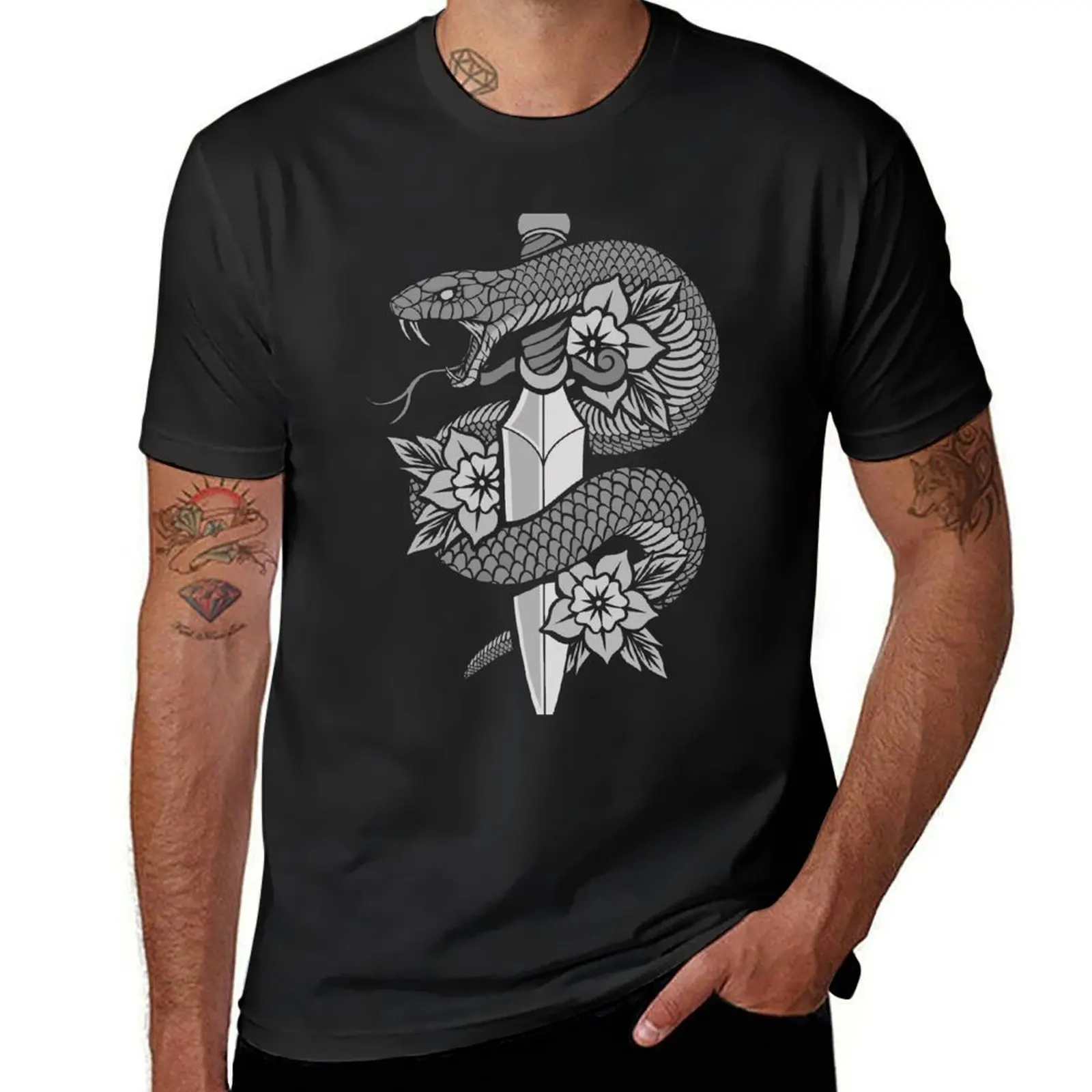 Snake & Dagger T-Shirt quick drying Short sleeve tee aesthetic clothes mens t shirts