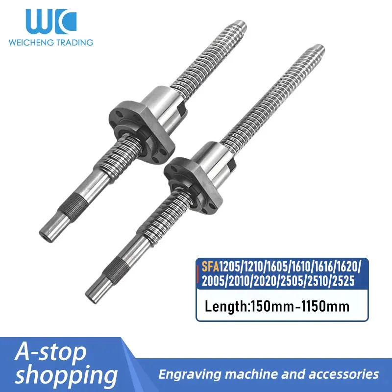 1PC SFA12/16/20/25 Series Ball Screw Length 150-1150mm with SFA Ball Nut+BK/BF15 End Machined For CNC Parts