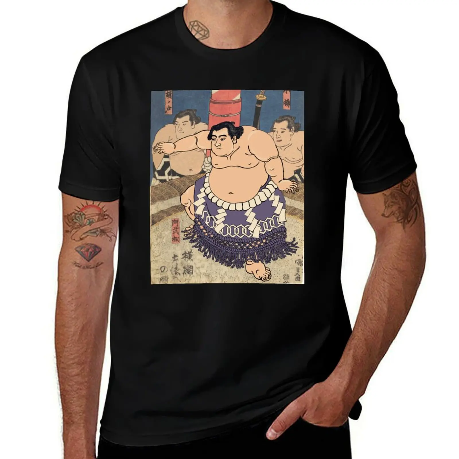 

Sumo Wrestler Japanese Sumo Wrestling Match Sumo Art Japan Sport T-Shirt rapper graphic tees street wear mens workout shirts