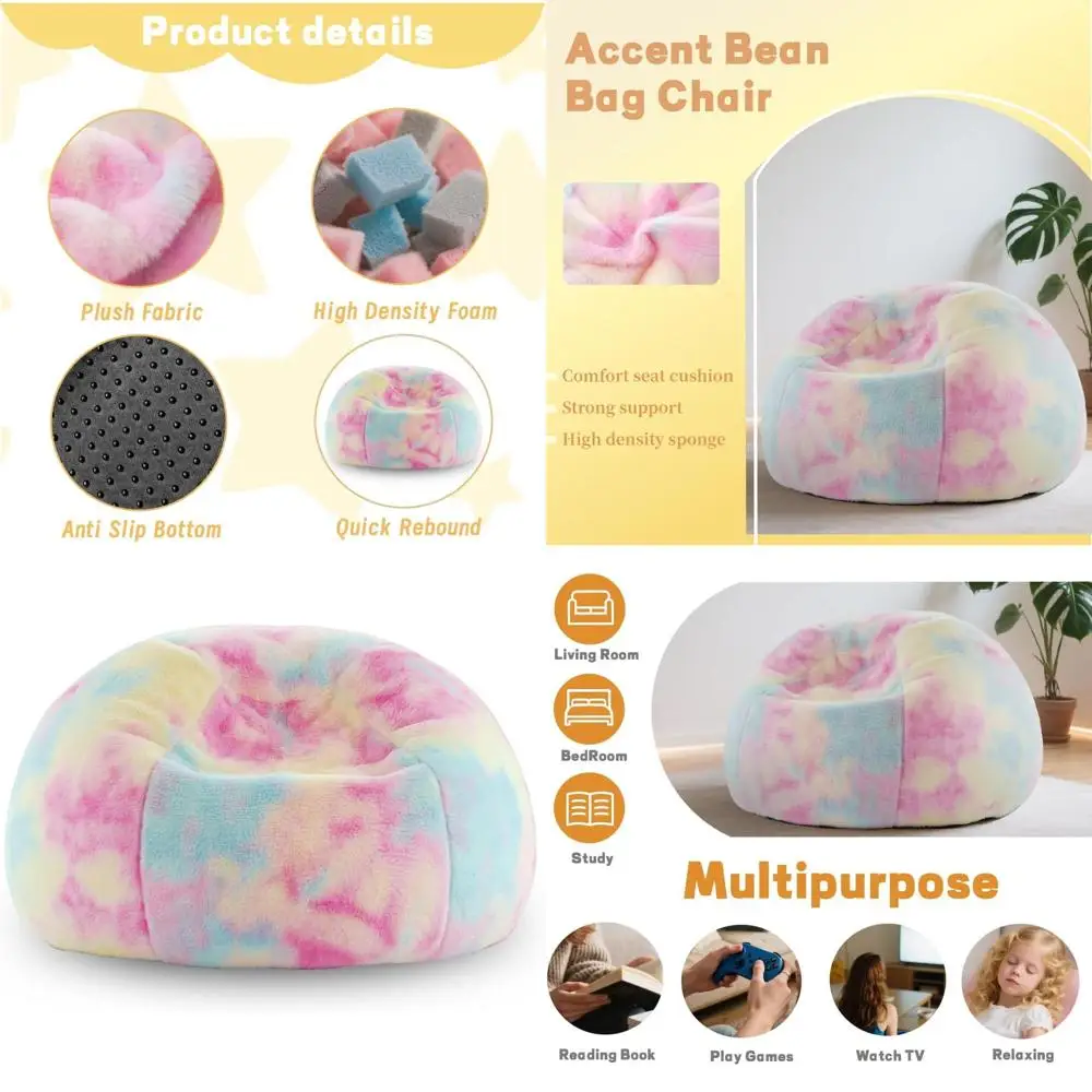 

Кресло-мешок с съемным чехлом, с наполнителем из пены с эффектом памяти, для детей и подростков, из плюшевой ткани, идеально подходит для спальни, гостиной, общежития.