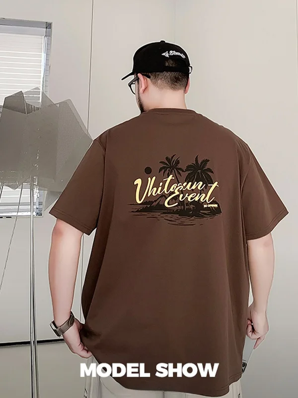 

Модная мужская хлопковая футболка больших размеров, свободного кроя, с коротким рукавом, круглым вырезом, с принтом, повседневный летний топ для мужчин