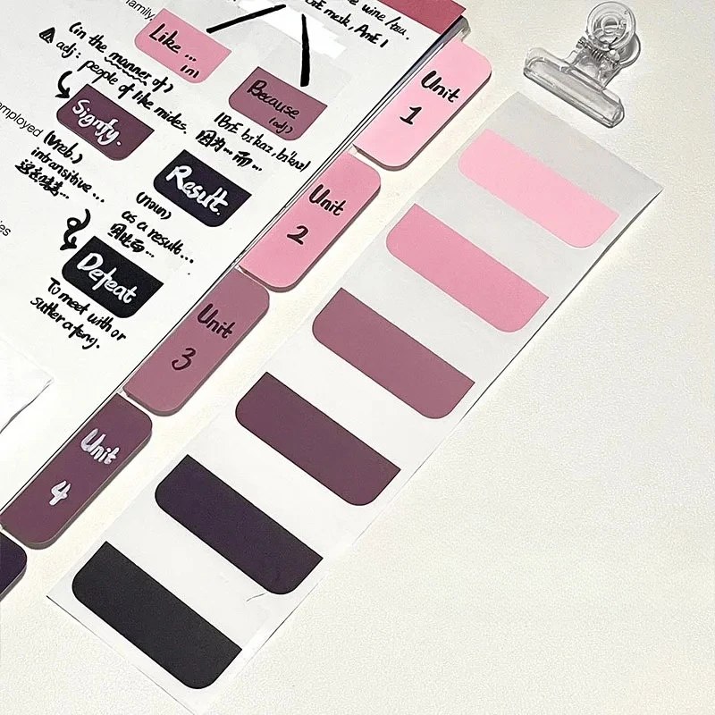 Y2K Pink Black Gradient Color Index Stickers Cute Girl Writable Notebook Planner Page Mark Sticker Sticky Note Kawaii Stationery