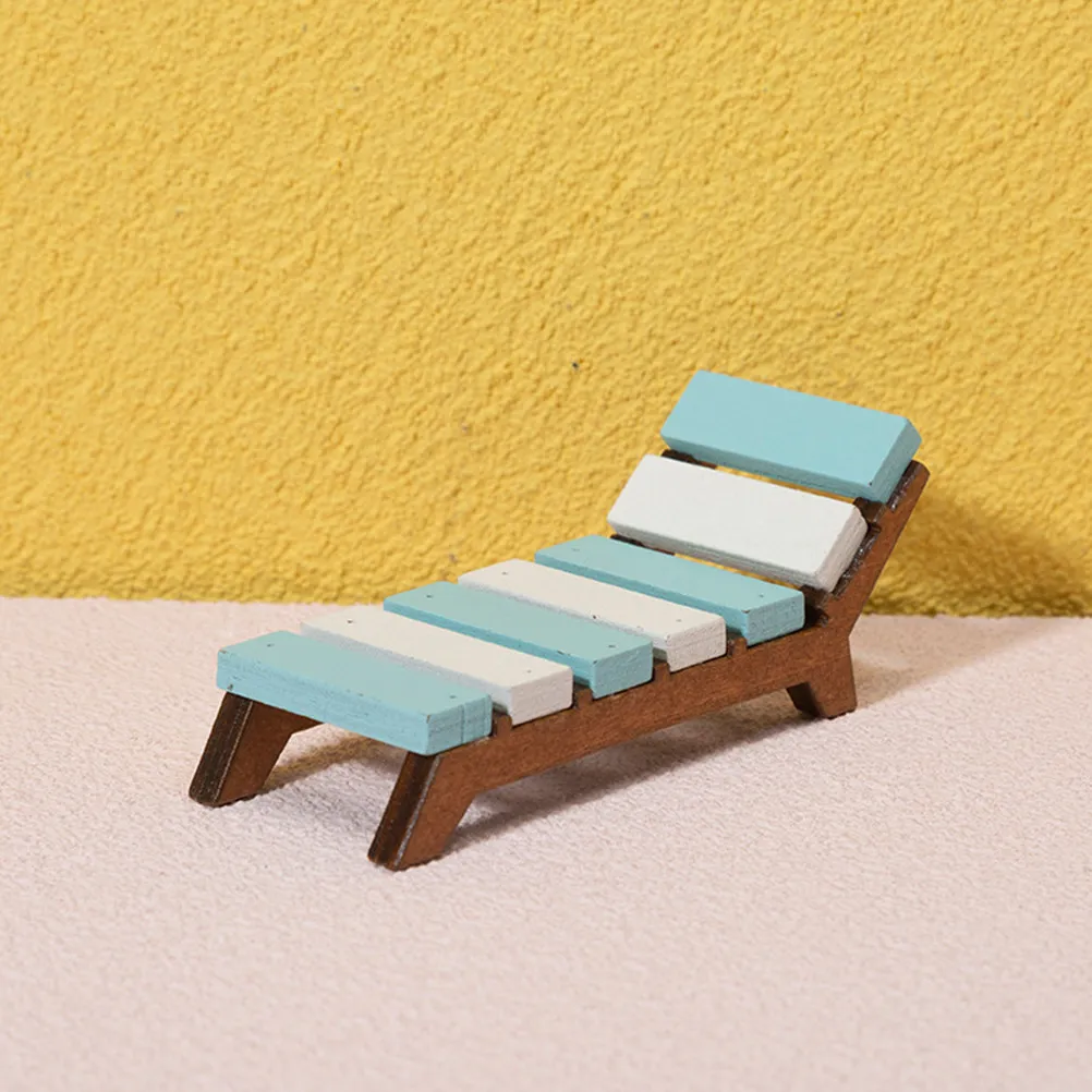 

2Pcs Miniature Lounge Chair Dollhouse Furniture Wood Recliner Beach Chair Set for Mini Garden Decoration Mini House Ornament