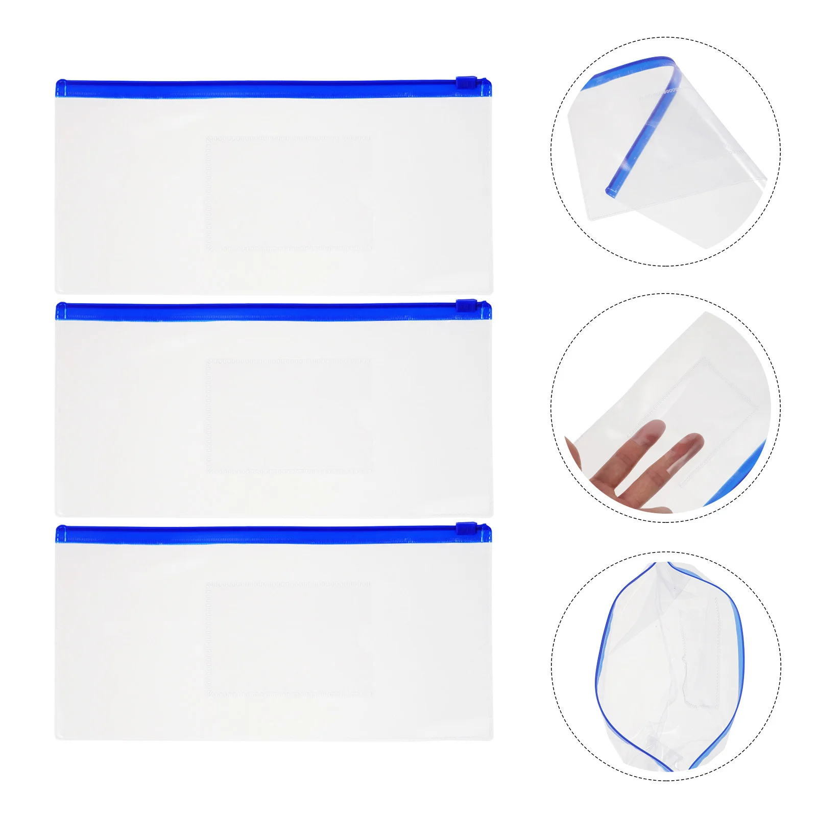 10Pcs Transparent Pencil Bag Zipper Design Large Capacity Clear Plastic Stationery Organizer for Pens Pencils Rulers Erasers