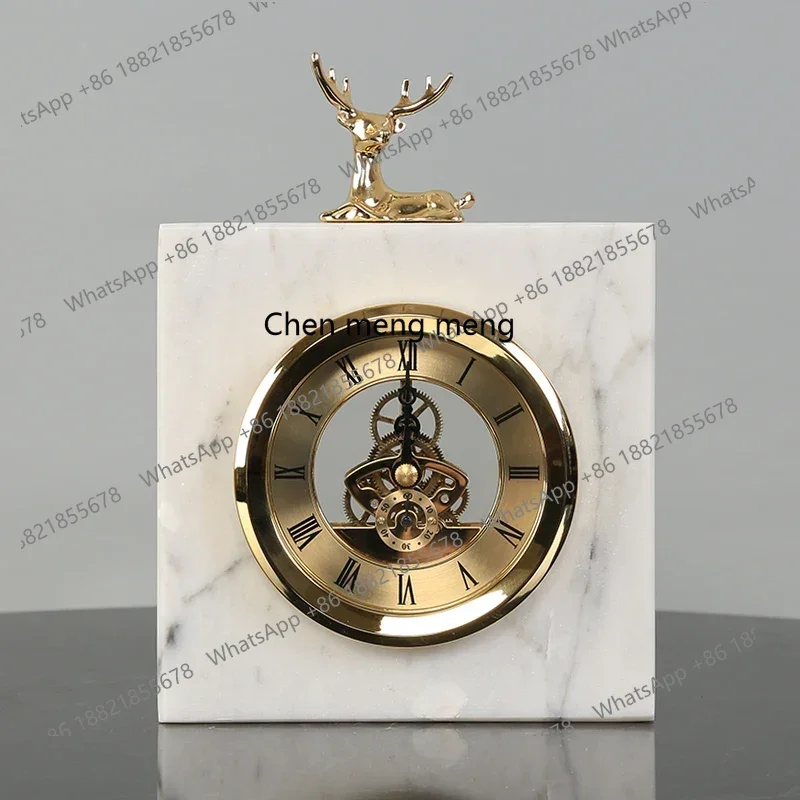 

Creative and Slightly Luxury Marble Living Room Copper Deer Clock Ornaments TV Cabinet Decorations Furnishings