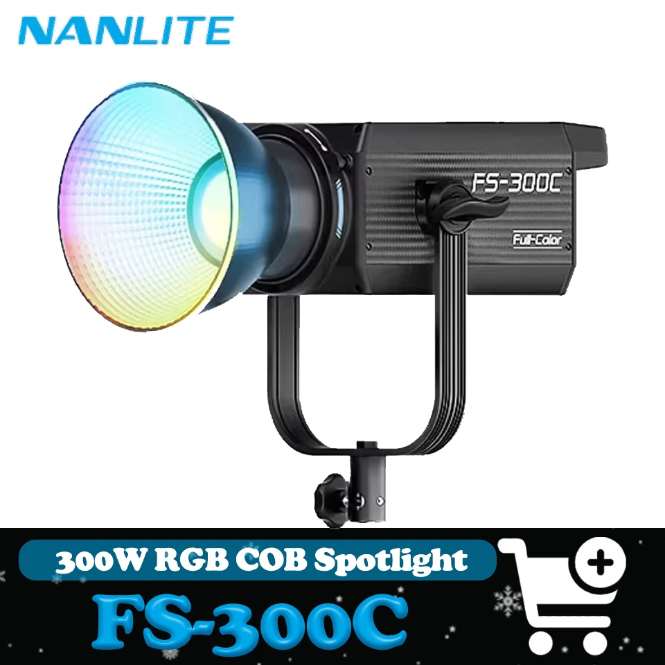 

Nanlite FS-300C 2700K до 7500K 300 Вт Полноцветный светодиодный моноподсветка RGB для фотосъемки с управлением через приложение CRI 95 TLCI 94 для видеостудии