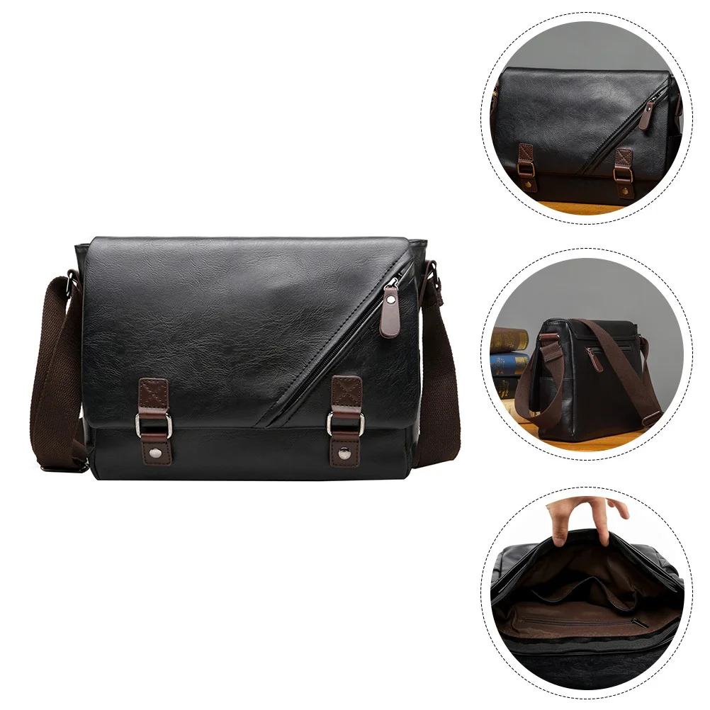 1Pcs 남자 PU 서류 가방 노트북 파일 야외 여행 사무실 사용을위한 대용량 방수 내마모성 비즈니스 숄더 백