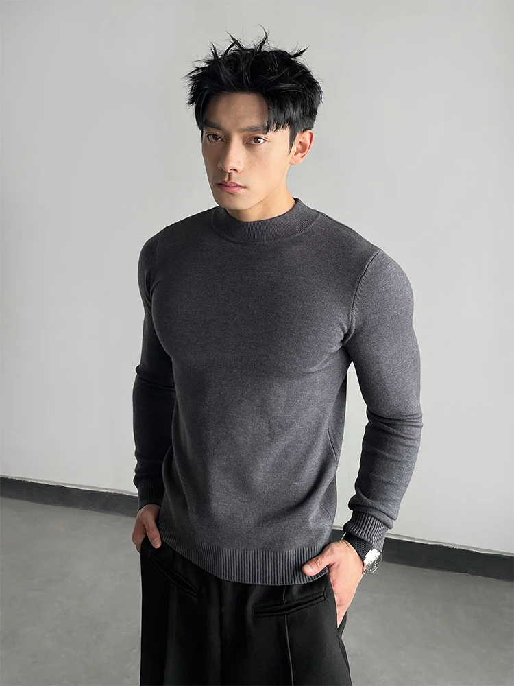 

Deep ey Slim Fit Muscle Enhancing Men's Long Sve Fitn Sportswear Knitted Sweater Warm Base Layer T-irt for Autumn W...