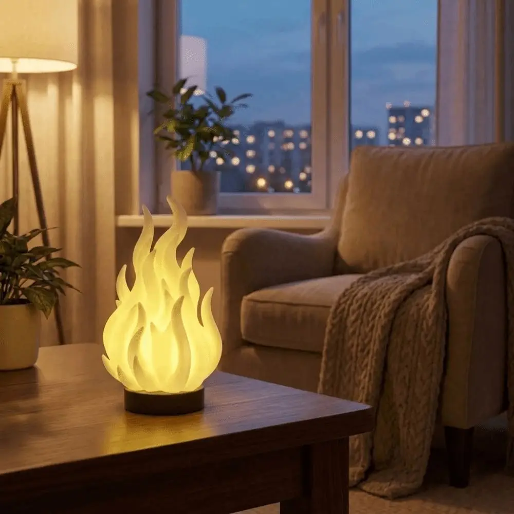 Color Changing Simulation Flame Night Light Imitation Creative 3D Printed Light Decorative Portable Bonfire Lamp Living Room