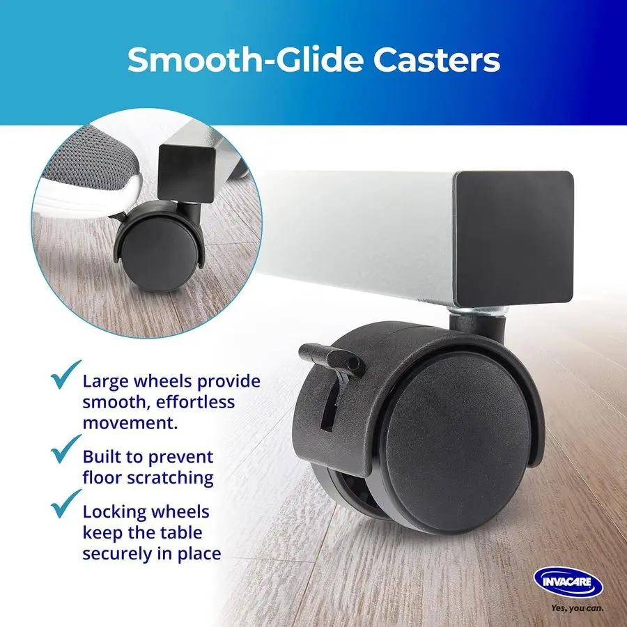 Bed Table, Height Adjustable Overbed Table, Hospital Bedside Table, Medical Rolling Desk with Wheels, Waterproof Medical and Hom