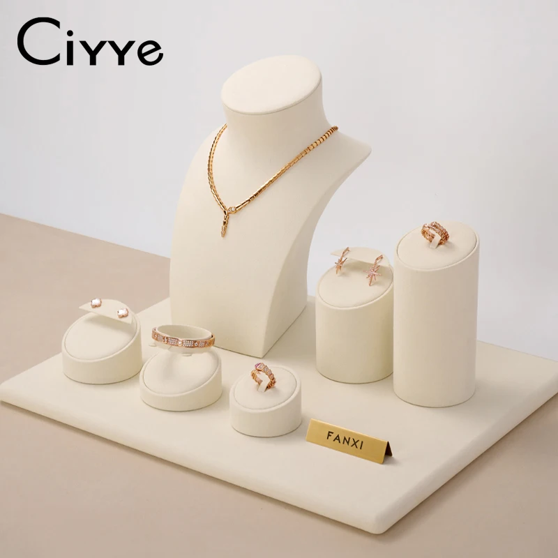 Ciyye Jewelry Display Props Tray Jewelry Set Earrings Necklace Display Stand Ring Bracelet Pendant Stand Storage Organizer Rack