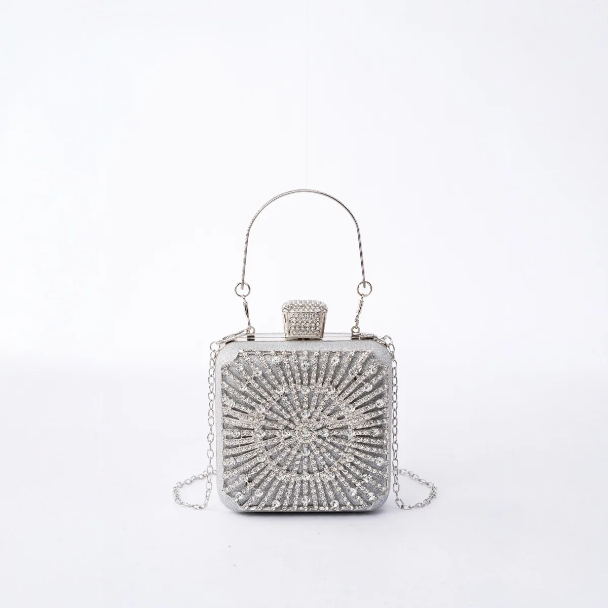 Clutch Bag Niche Diamond-Encrusted Dinner Bag Wedding Party Full Diamond Cheongsam Small Square Box Banquet Women's Bag view 2