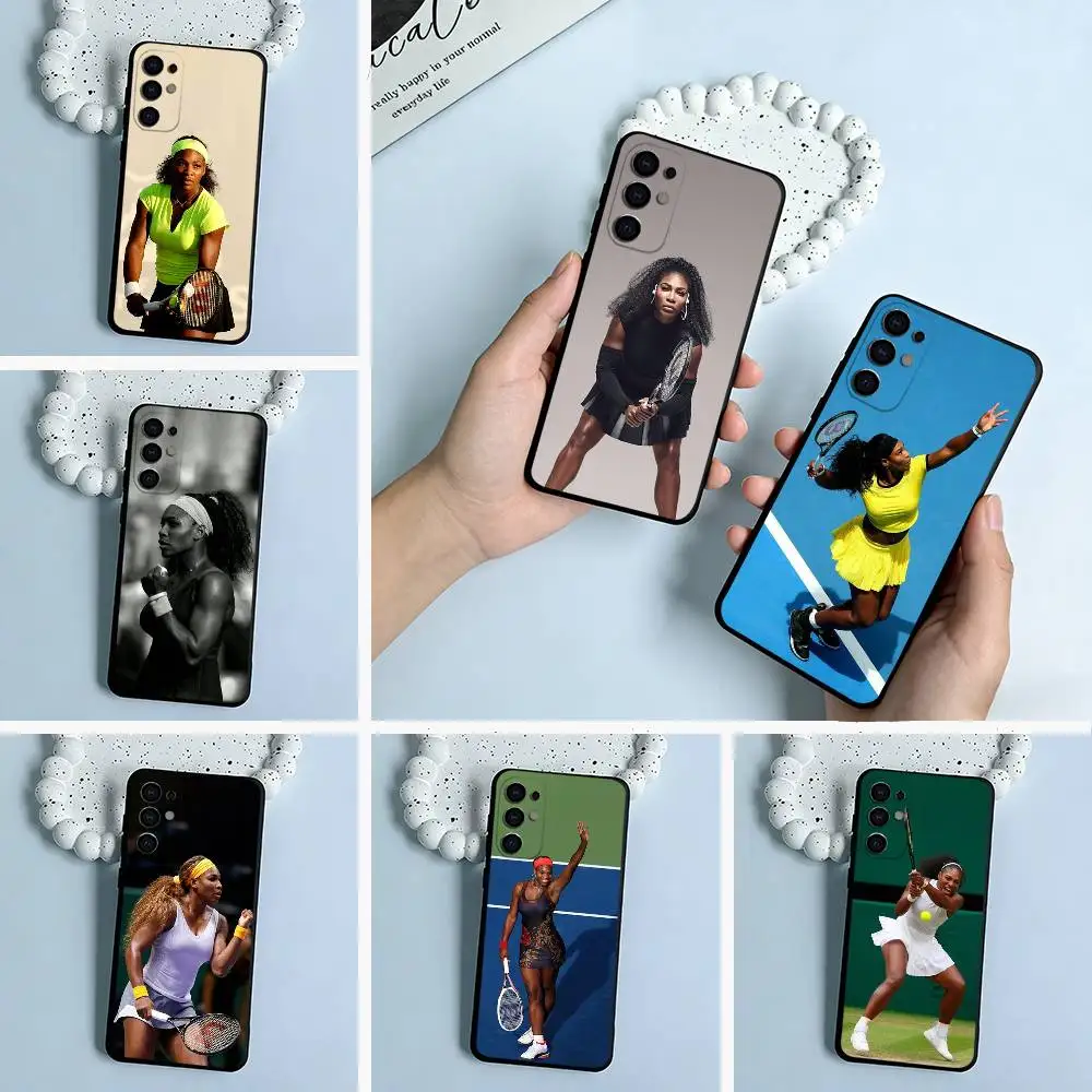 

S-Tennis--Serena Williams Soft Silicone Case for Samsung S25, S24, S21, S22, S23, S30, Ultra, S20, Plus, FE, Lite-Black