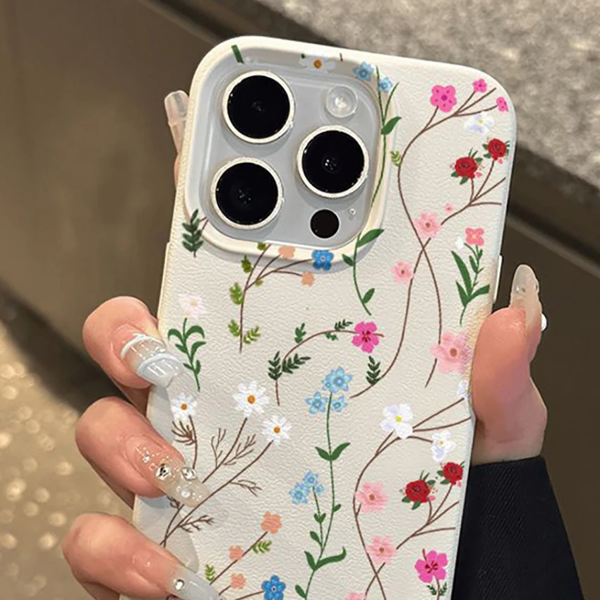 페인팅 플라워 아이폰 16 15 14 13 프로 12 11 맥스 플러스 16프로 럭셔리 폰 케이스 창의적인 15프로맥스 커버 하드 쉘