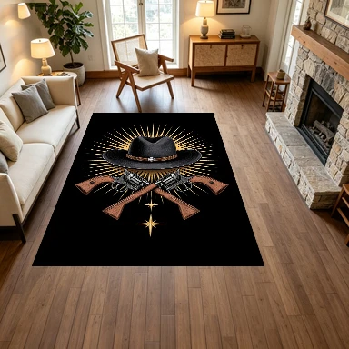 Western Cowboy Art Carpet Flooring Retro Printed Area Rug Indoor Home Living Room Floor Decor