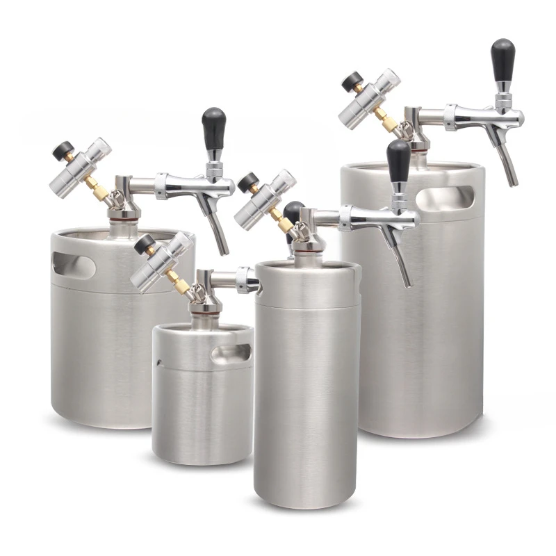 5L Party Family Gathering 304 Stainless Steel Beer Keg Bar Personalized Beer Can Container CO2 Gas Cylinder Pressurized