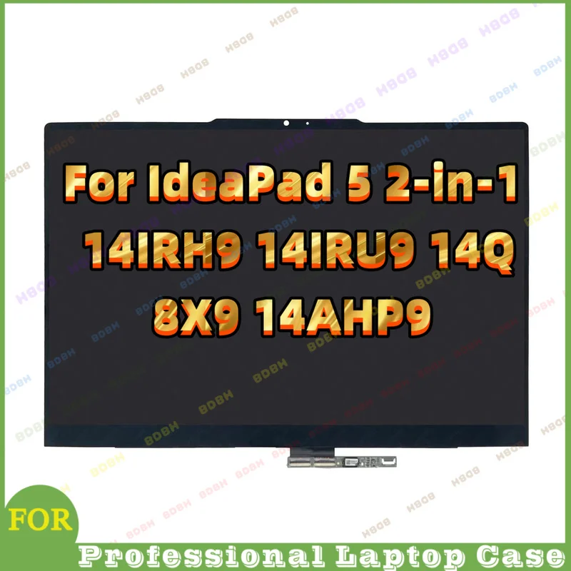 @BD 14 Inch Laptop LCD Touch Screen Digitizer Assembly For IdeaPad 5 2-in-1 14IRH9 14IRU9 14Q8X9 14AHP9 Full Display Replacement
