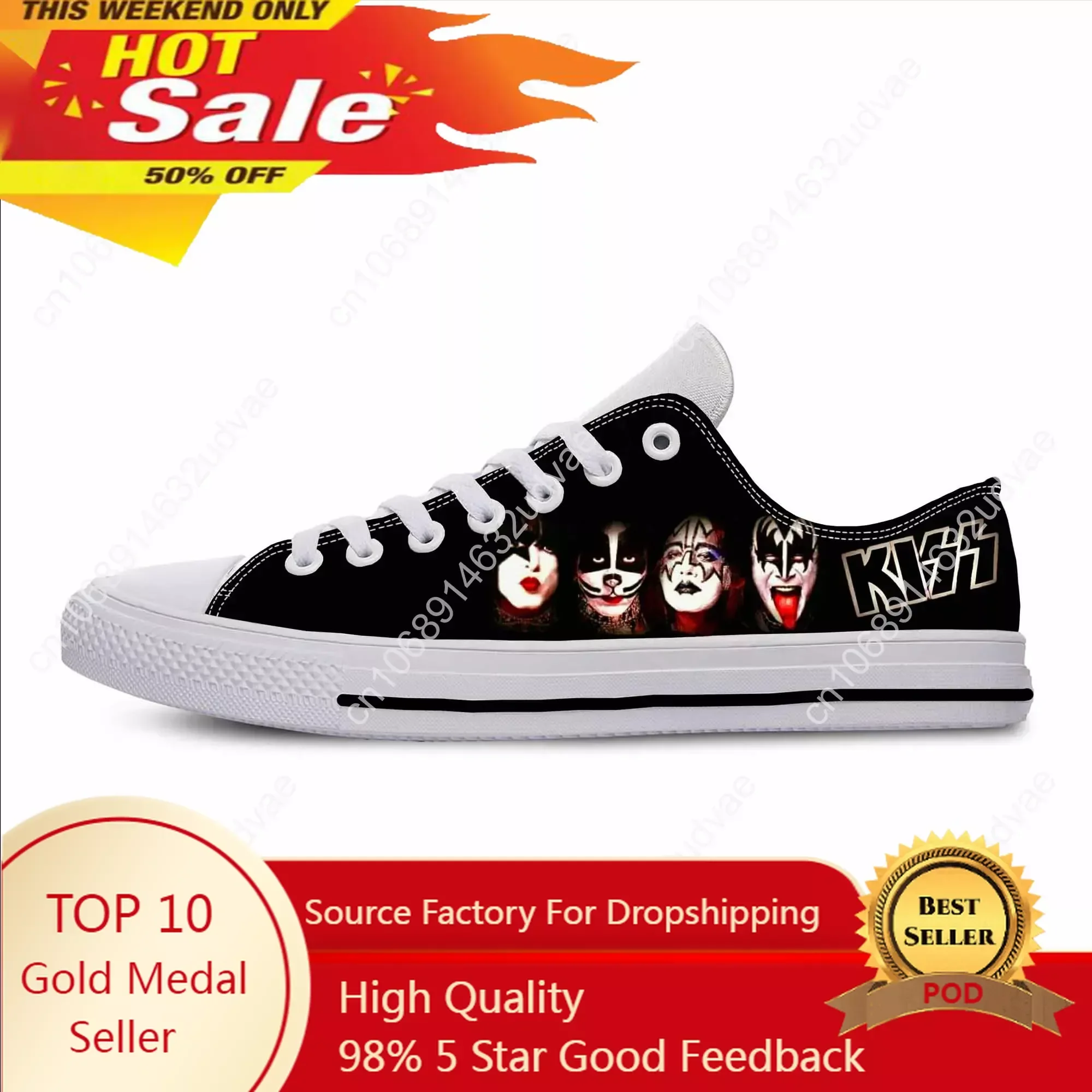 

Heavy Metal Rock Band Music Singer Kiss Fashion Casual Cloth Shoes Low Top Lightweight Breathable 3D Print Men Women Sneakers