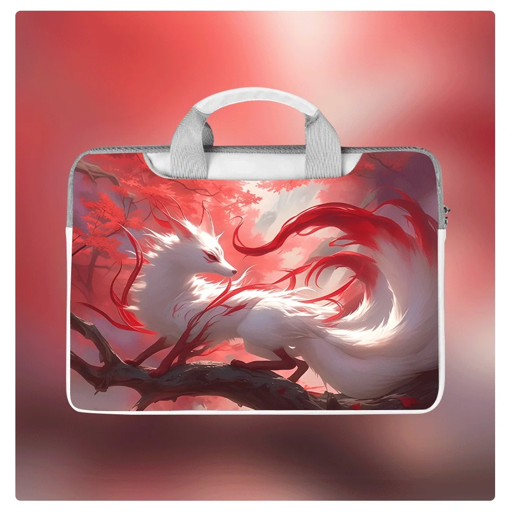 

Lovely Printed Laptop Shoulder Bag 12-16 Inch Waterproof PU Shockproof Plush Liner Handbag Crossbody Bag for MacBook Dell Huawei