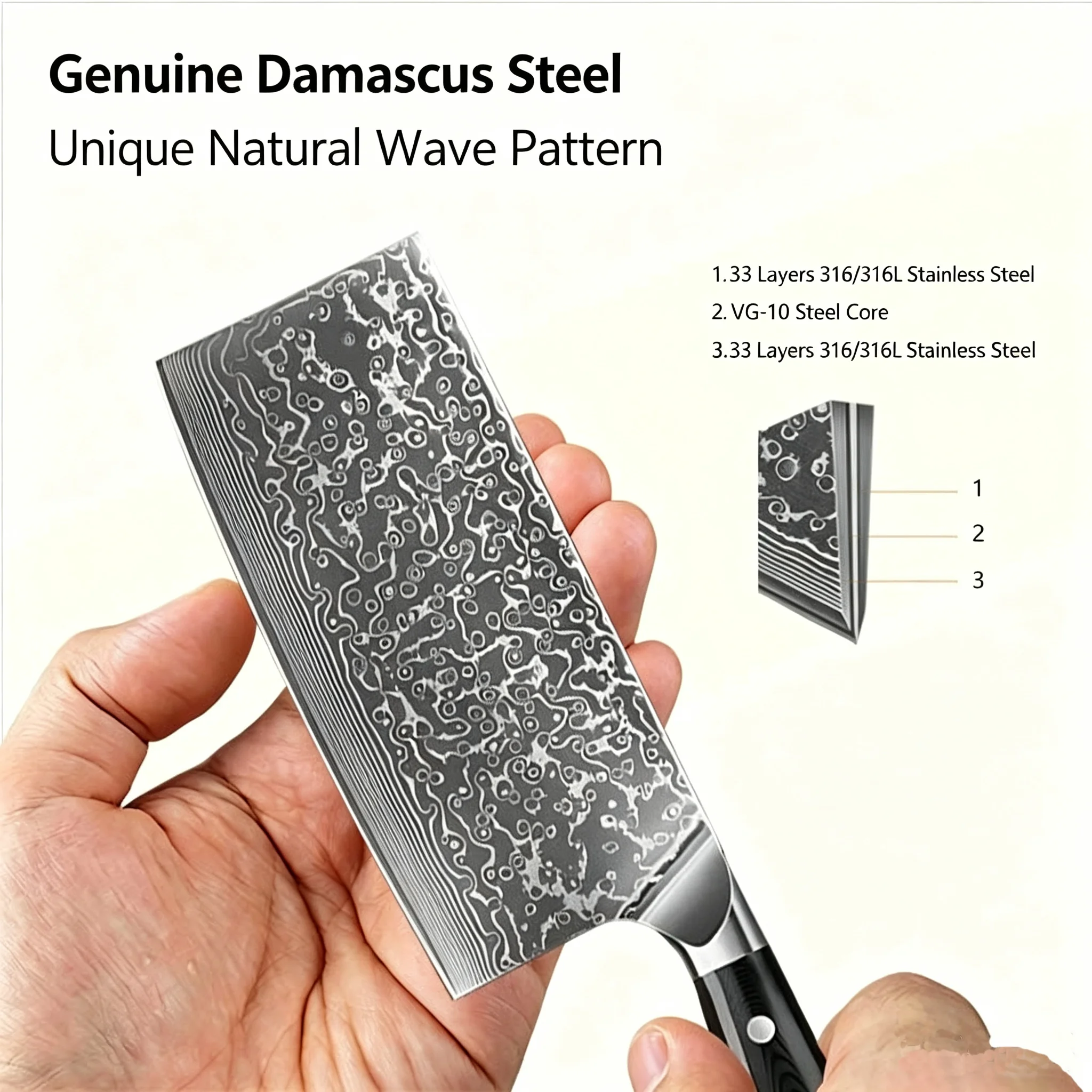 WILDMOK VG10 Damascus Steel Chef Knife,Hand Polished Blade,Sturdy G10 Handle, Full Tang Cooking Knife for Home Use & Gift Giving