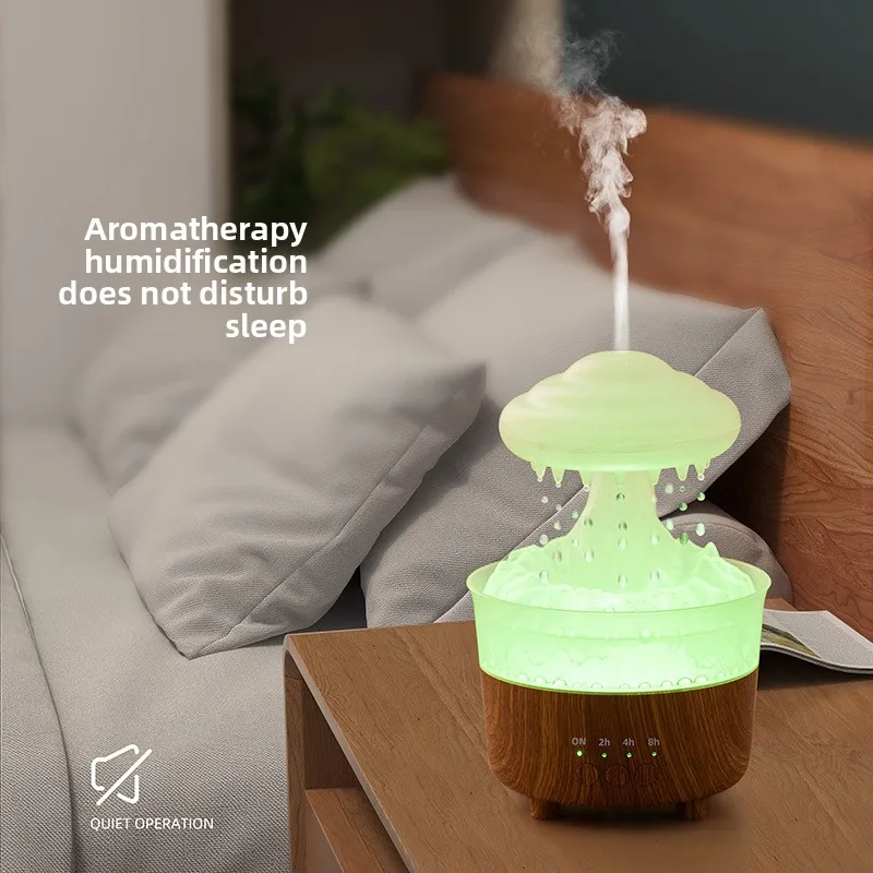 Luci colorate creative Goccia di pioggia Aromaterapia Macchina Desktop Ufficio Aromaterapia Nuvola Pioggia Umidificatore Transfrontaliero