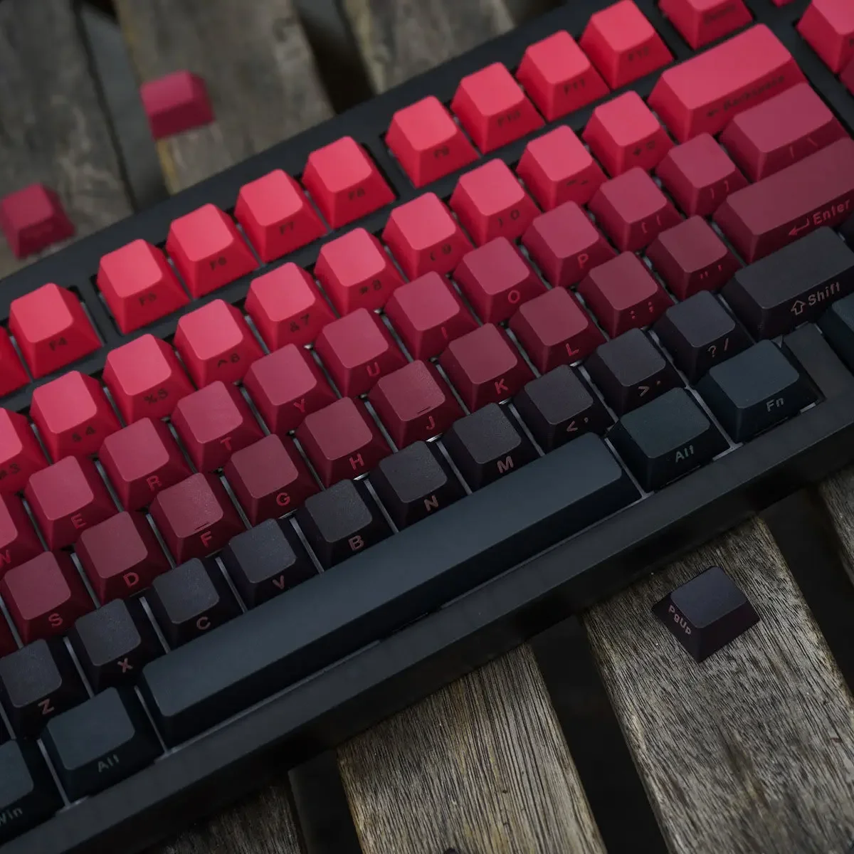 136 Key Red Black Cherry/OEM Profile Side Print PBT Keycap Double Shot Shine Through Backlit Key Caps For MX Mechanical Keyboard