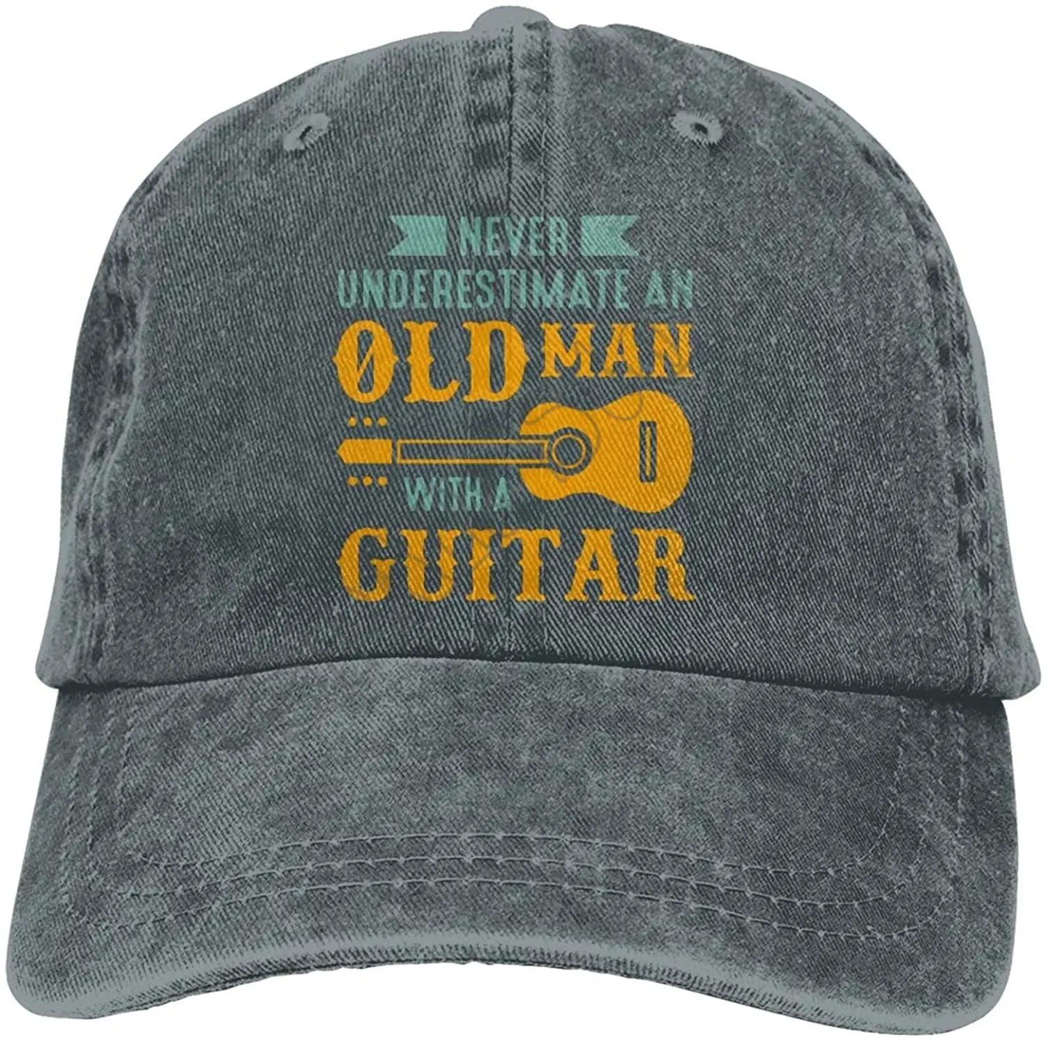 Baseball Cap Old Man with Guitar Denim Hats Adjustable Trucker Hats Dad Cap