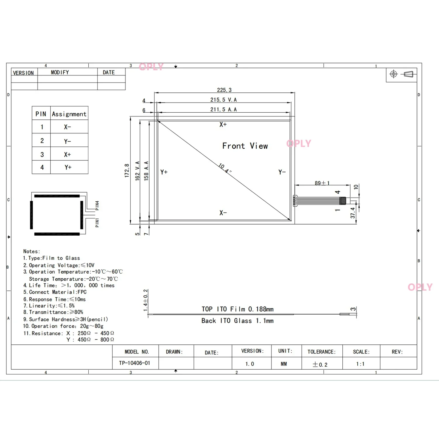 4 Wire 10.4 inch Resistive Touch panel screen sensor TP 10.4