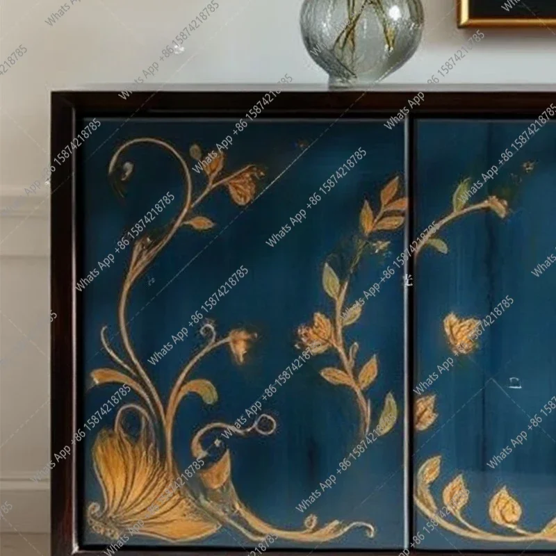 

S French Retro Solid Wood Painted Entrance Cabinet, Living Room Decorative Cabinet, Locker, Display Cabinet, Side Cabinet