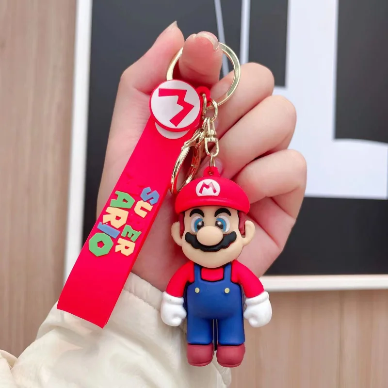 سوبر ماريو ثلاثية الأبعاد سلسلة مفاتيح من الكرتون ماريو بروس لويجي العلجوم يوشي العربة عمل نموذج لجسم بولي كلوريد الفينيل حقيبة بنقوش كرتونية دمية قلادة اللعب الهدايا